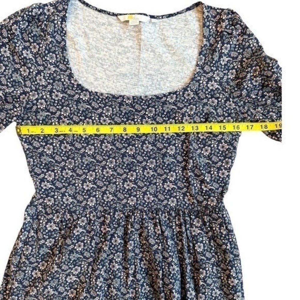 Boden Floral Puff Sleeve Square Neck Floral Print Navy and Pink Mini Dress US6 - Picture 7 of 9